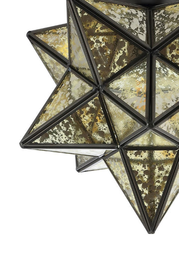Stella 12" Moravian Star Metal/Clear Glass LED Flush Mount - JONATHAN Y